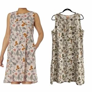 NWOT INDYEVA Lieve Dress Large Botanical Leaf Cream Green Stretch